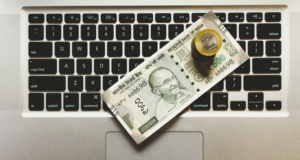 cash on keyboard